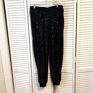 Black Sequin Jogger Pants